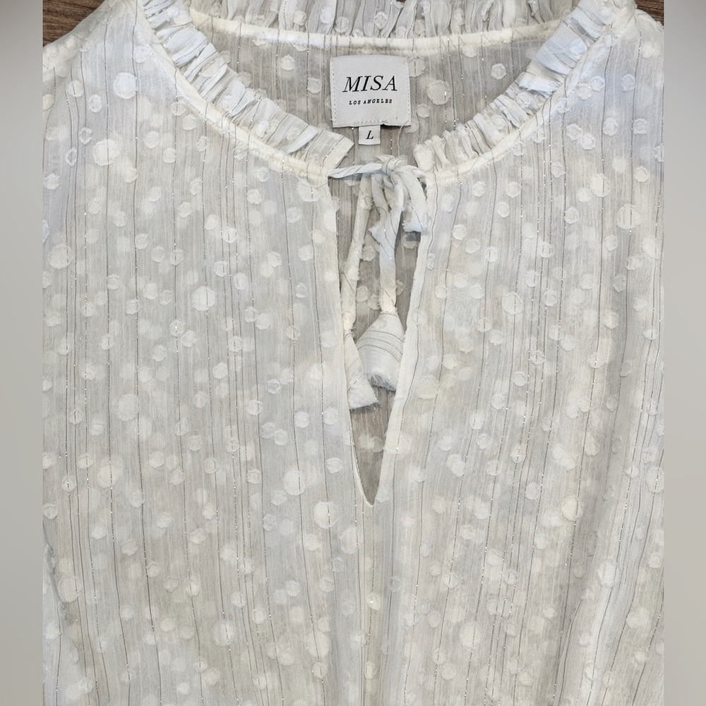 NWOT MISA Los Angeles Lilian White Lace Tiered Dress Size Large - Picture 9 of 13